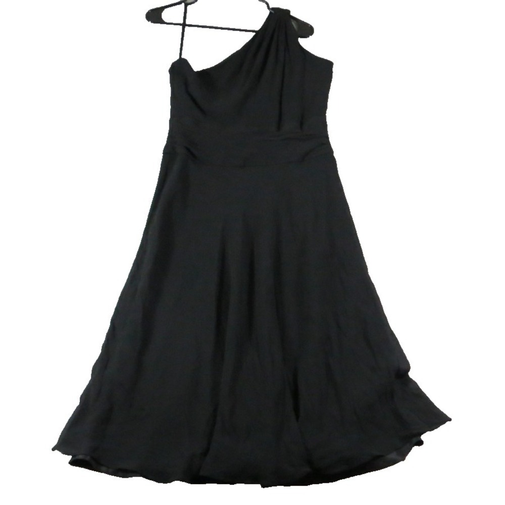 Lauren Ralph Lauren Womens 12 Black 100% Silk One Shoulder Evening Gown‎ Formal